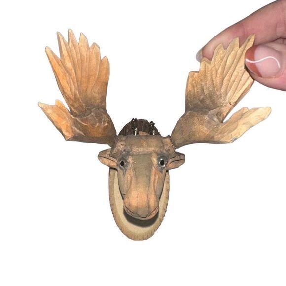 Wooden Moose figurine Christmas Ornament - Picture 1 of 3